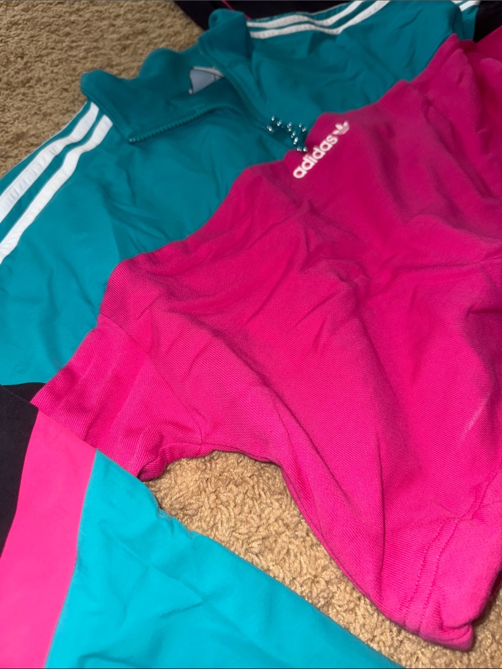 adidas Teal, Fuchsia & Black Colorblock Track Set - Picture 4 of 4